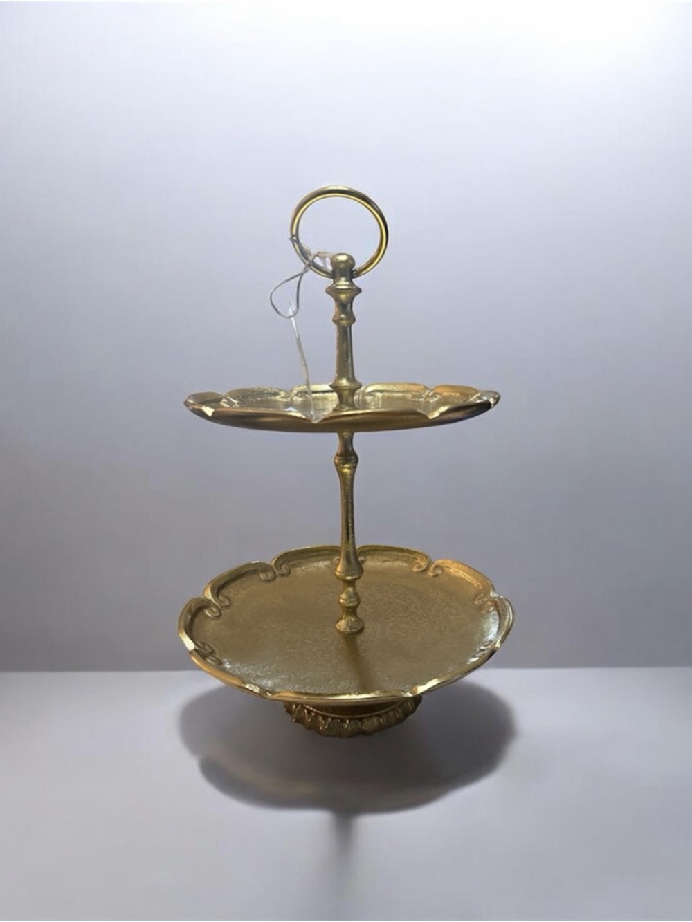Elegant Rachel Ashwell Two-Tier Gold Serving Stand